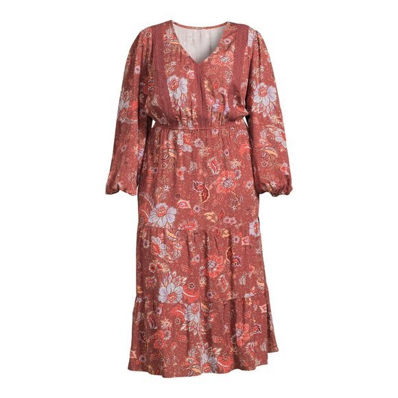 Boho Retro 70 Tiered Dress Floral Rayon Sz XXL NWT - Picture 9 of 9